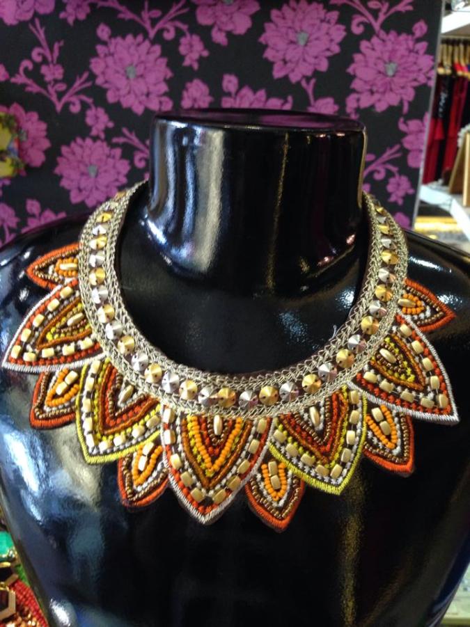 LUX214 beads sequins thread cocktail necklace