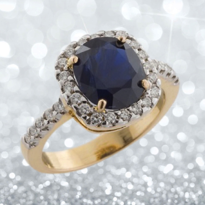 Blue Sapphire with diamonds