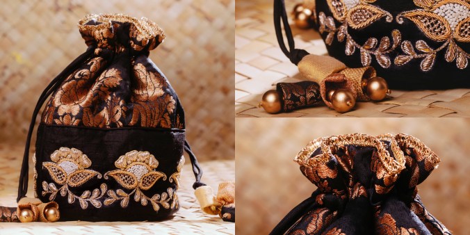 Deep purple drawstring bag, the sandalwood room