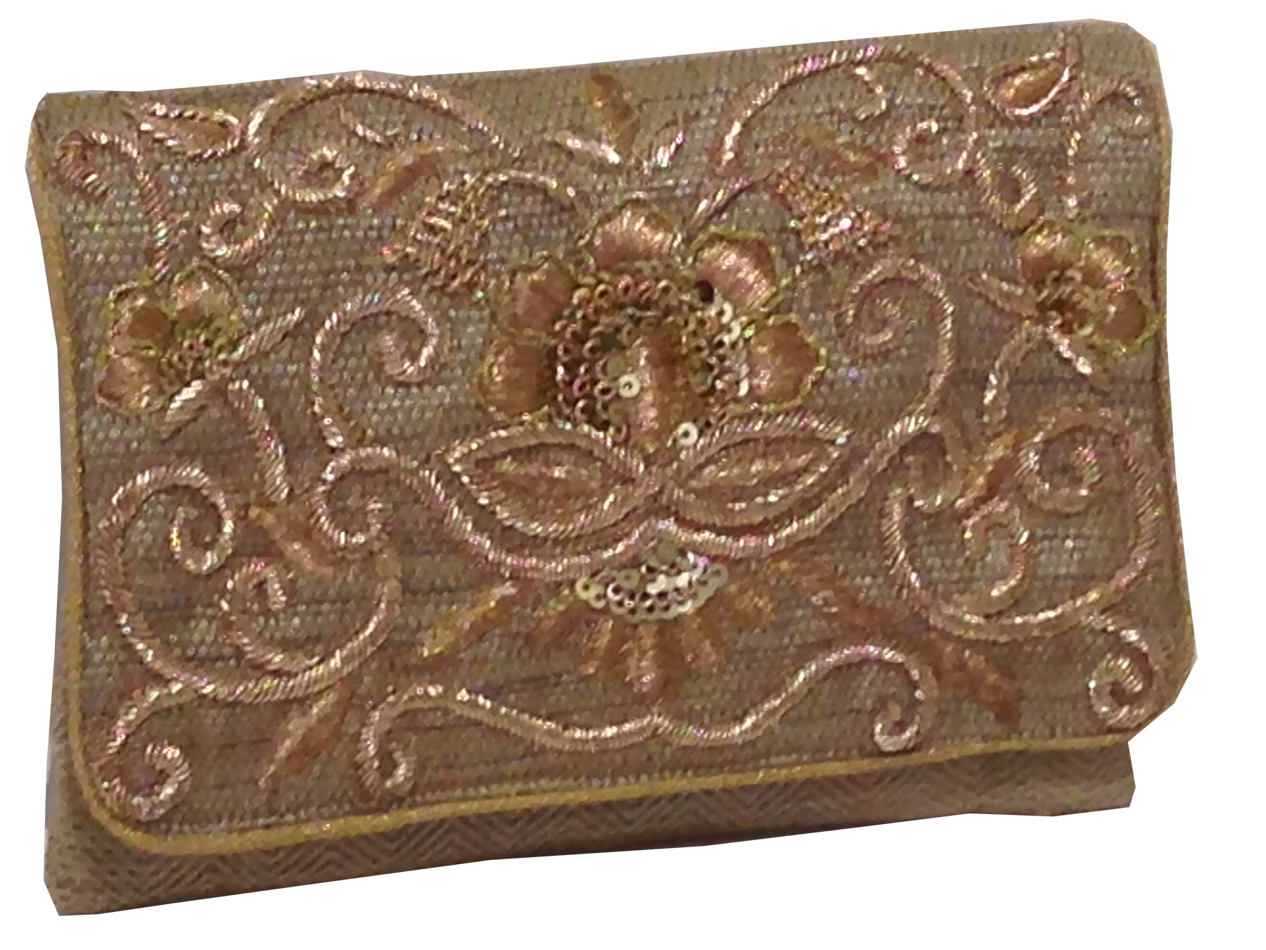 Gold clutch in zardosi and sequins, the sandalwood room