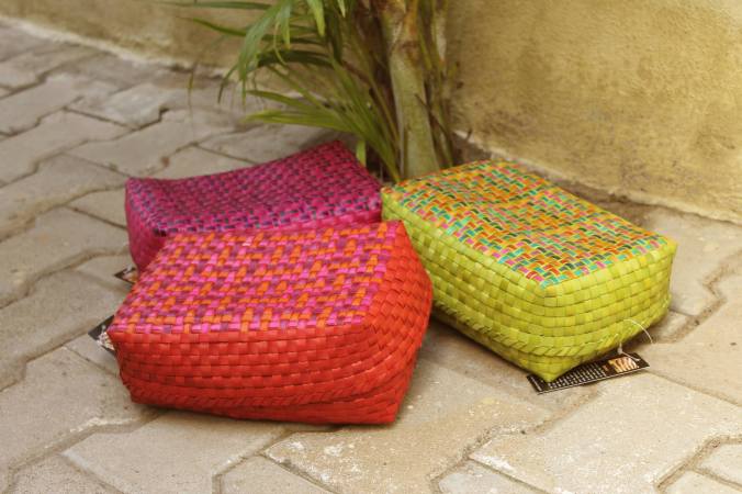 hand made palm leaf boxes the kottans, the sandalwood room