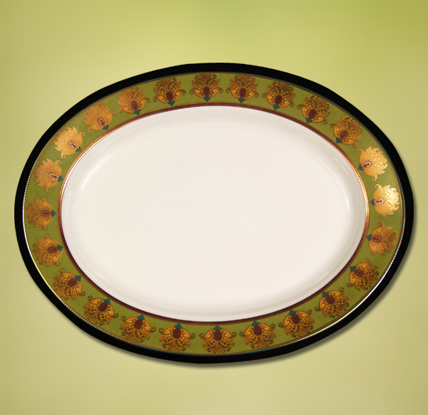 ishika-oval-plate-with-golden-motifs, the sandalwood room