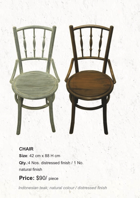 indonesian wood distress finish natural finish chairs