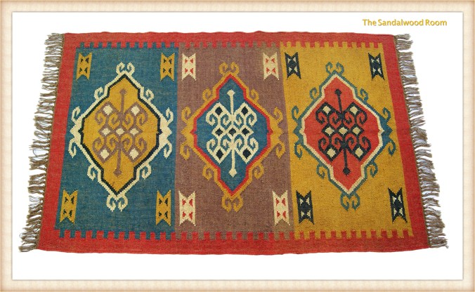 tsr-rug-blue-brown-mustard_fotor hand knotted, the sandalwood room