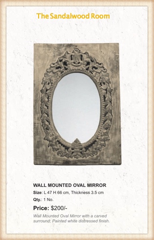 Wall mounted oval mirror with a distress finish