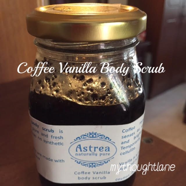 astrea coffee vanilla body scrub, my thought lane
